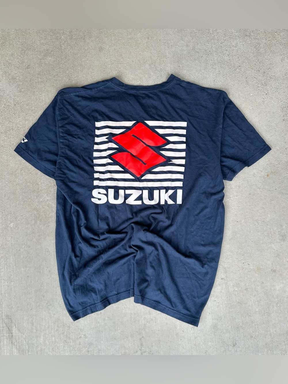 Men's Navy Short-Sleeve Logo Tee - Red & White Emblem